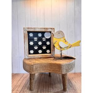 Rustic Wood Yellow Bird and Wood Picture Tree Decor Set of 2 Home Gift FAST SHIP